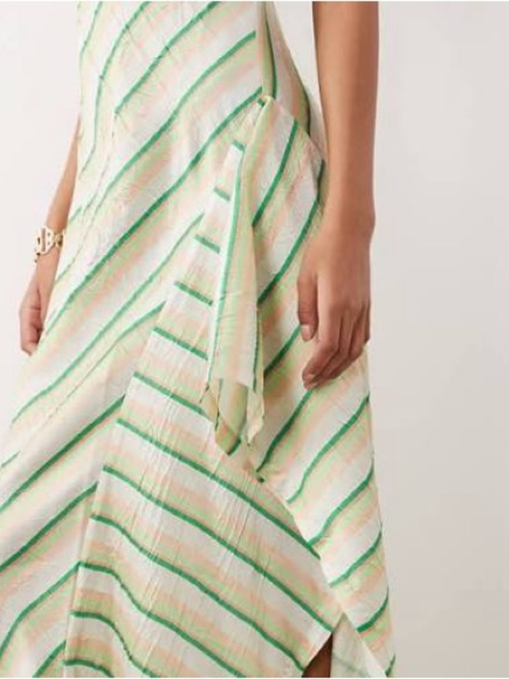 ASOS Cream and Green Striped High-Low Maxi Dress - Picture 4 of 4